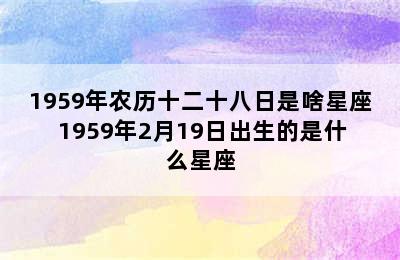 1959年农历十二十八日是啥星座 1959年2月19日出生的是什么星座